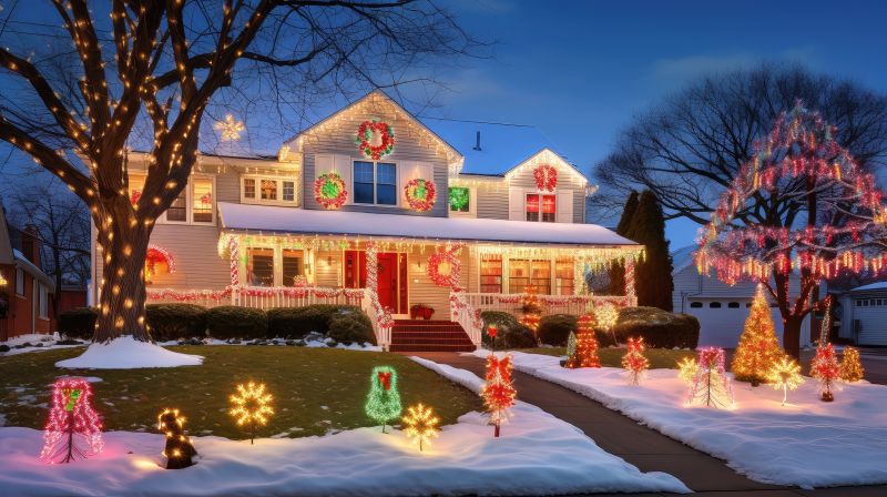 Christmas Lights Hanging in Olathe, KS